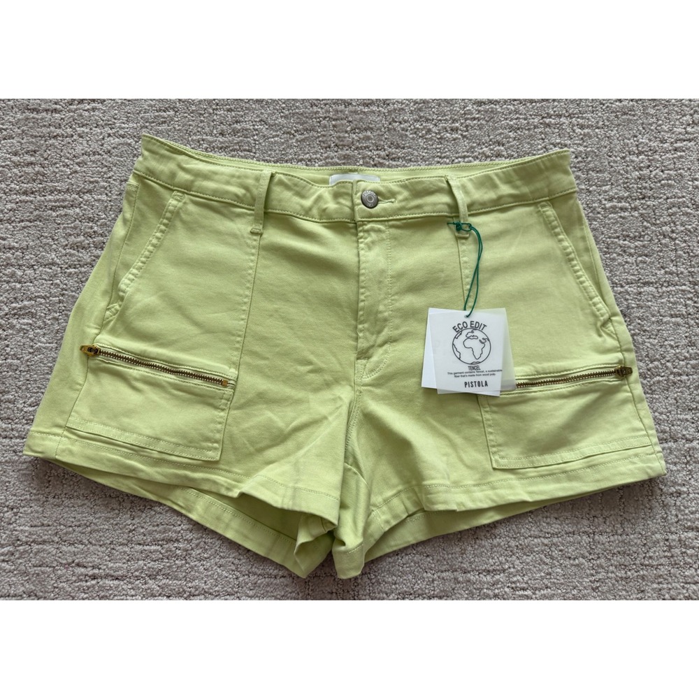 Pistola Shorts Women 31 Neon Limeade NWT  Eco Edit Tencel Utility Cargo